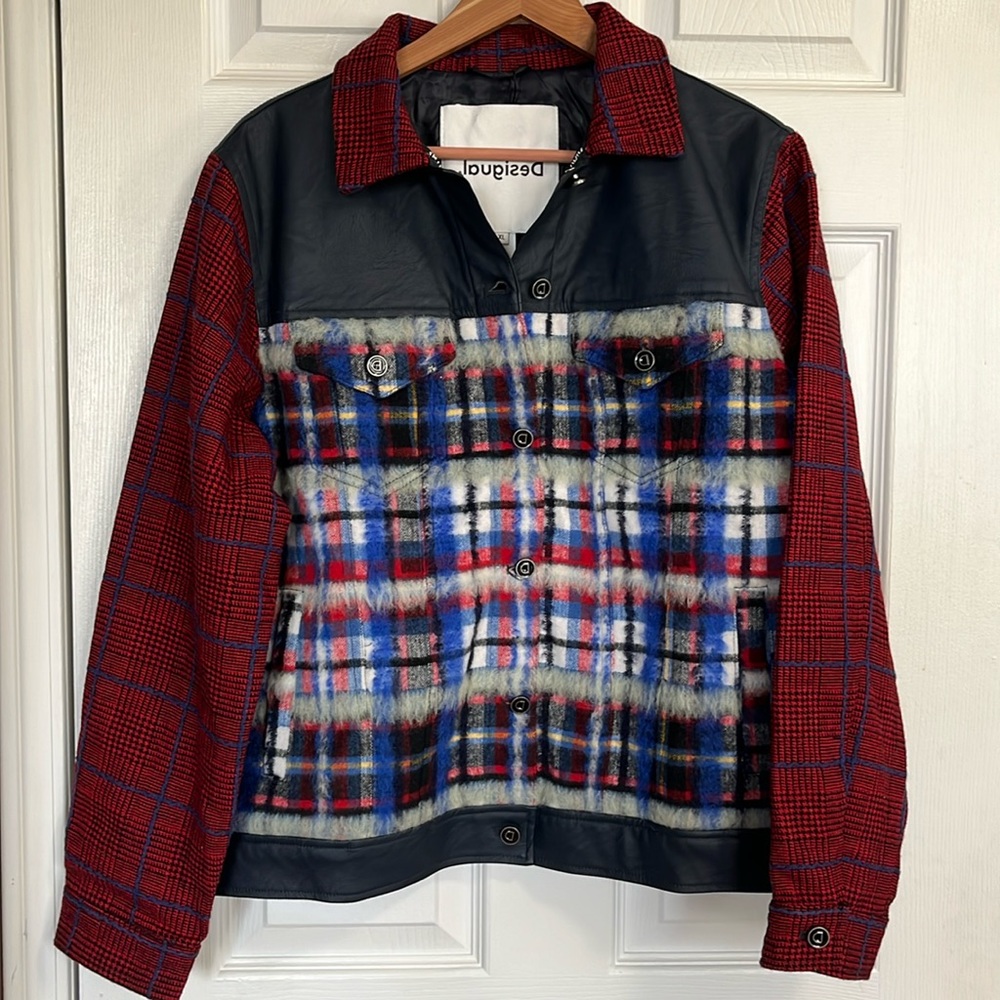 Desigual plaid wool blazer